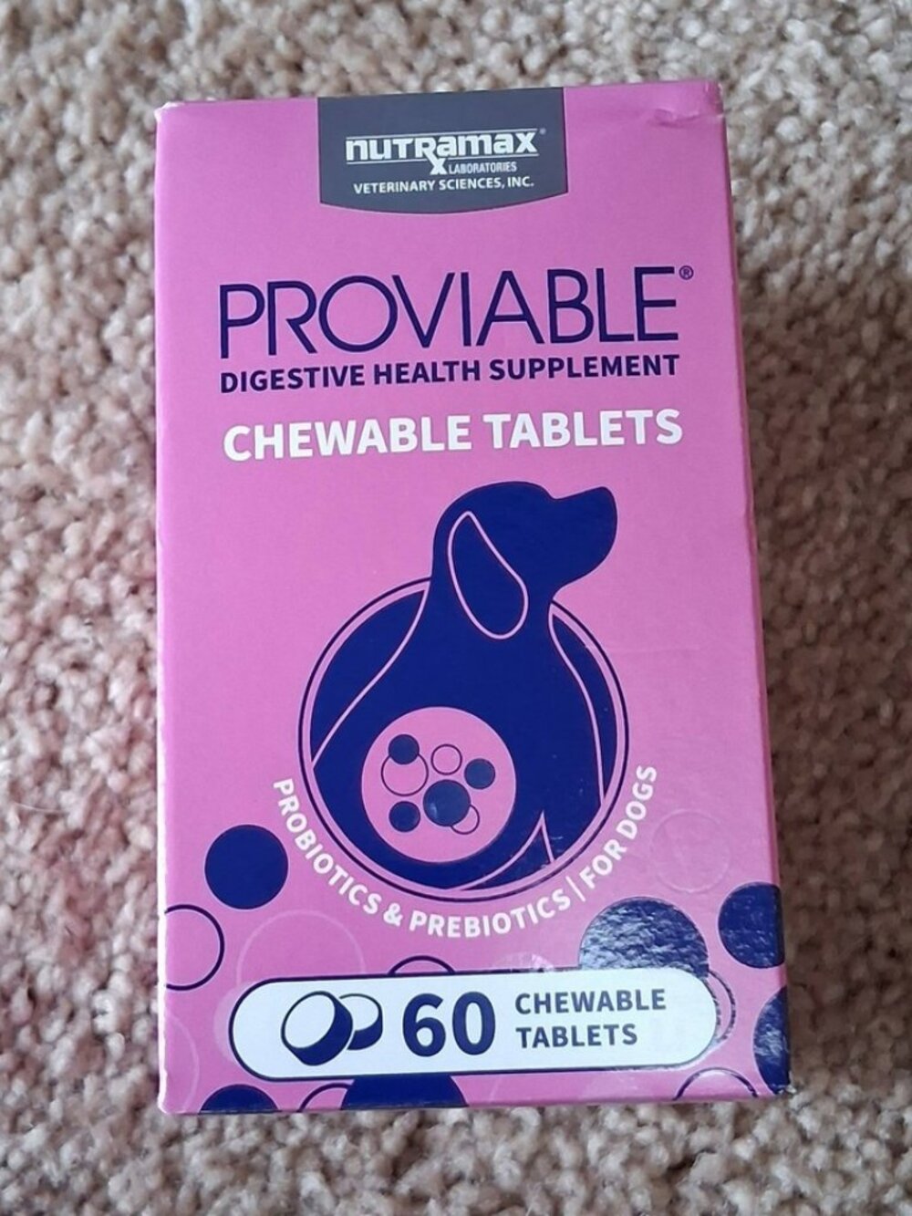 Proviable Digestive Health Supplement for Dogs 60 Chewable Tablets exp. 5/2027